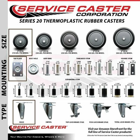 Service Caster Assure Parts 19060430 Replacement Caster ASS-SCC-20R314-TPRB